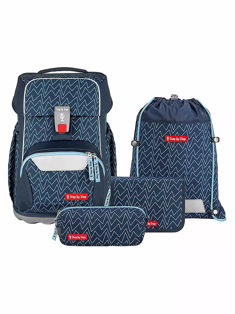 STEP BY STEP | Set de cartables 4 pièces BASIS Blue Lines | Bleu foncé