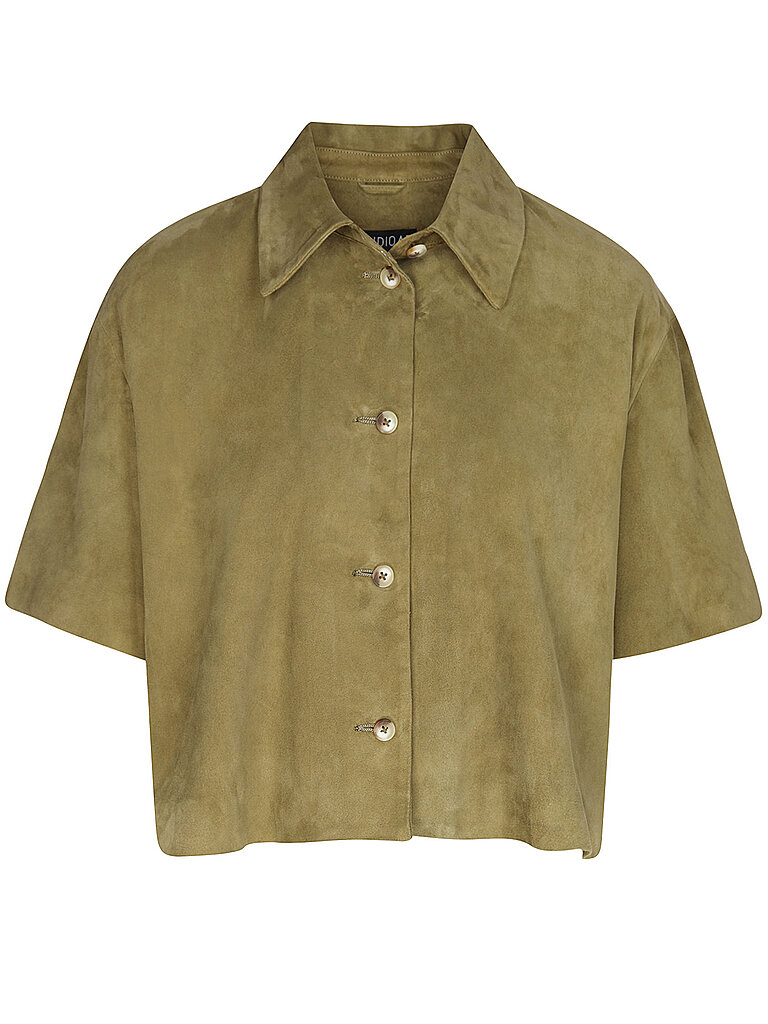 Veste en cuir EVELINE olive 44