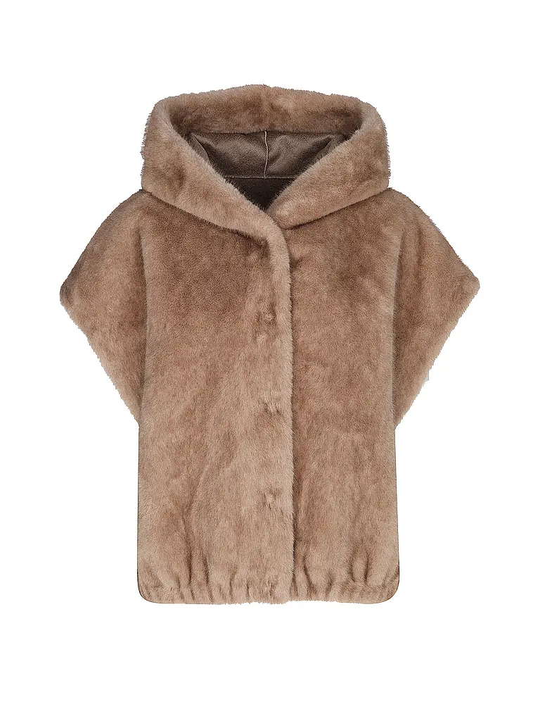 STUDIO AR | Veste réversible aspect fourrure MINK | Camel
