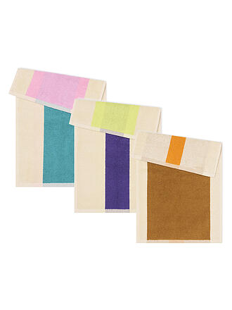 SUITE702 | Serviette d'invité 3x30x50cm COTON PEIGNÉ Turquoise/Violet/Toffee