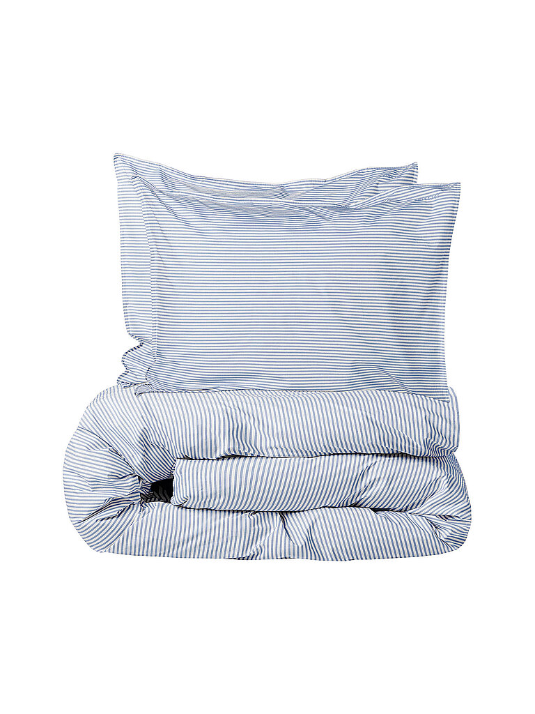 SUITE702 Percale Linge de lit 70x90cm/140x200cm Blue-Ecru bleu clair