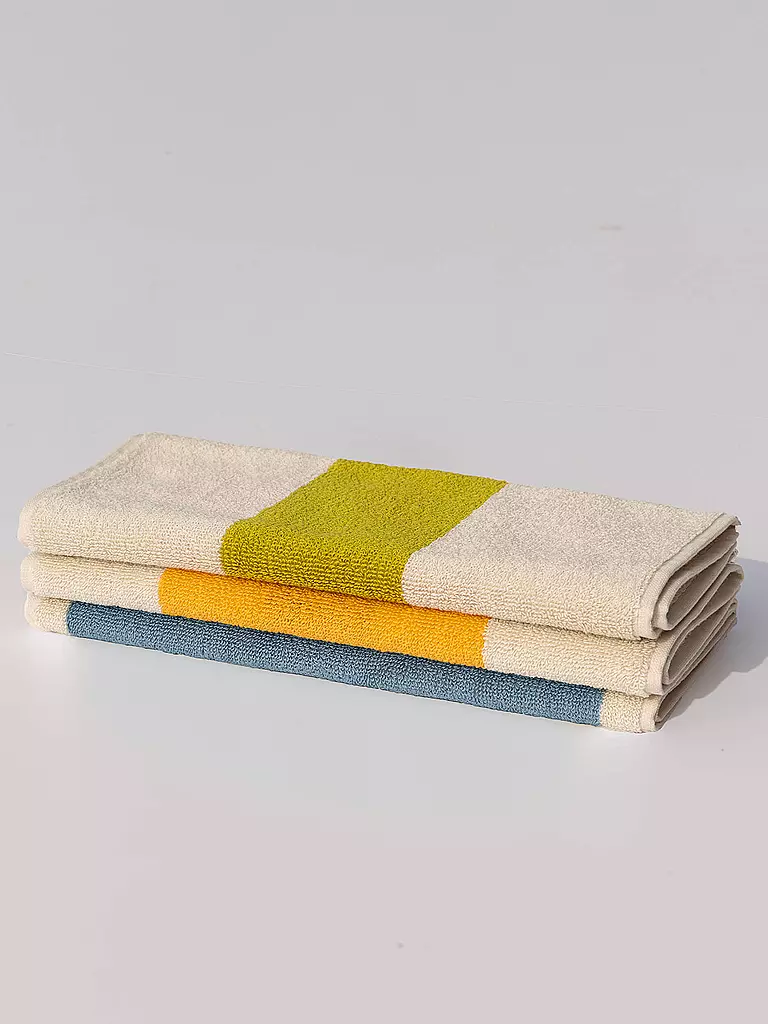 SUITE702 | Set de 3 serviettes d'invités 30x50cm MARTENS AND MARTENS Lime/Jaune/Bleu ciel | 