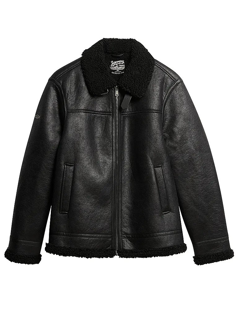 SUPERDRY | Blouson aspect cuir | schwarz