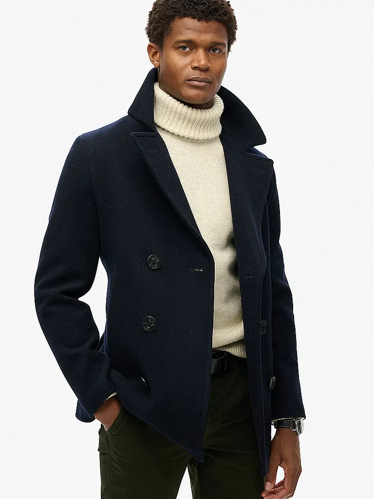 SUPERDRY | Manteau en laine | Bleu foncé