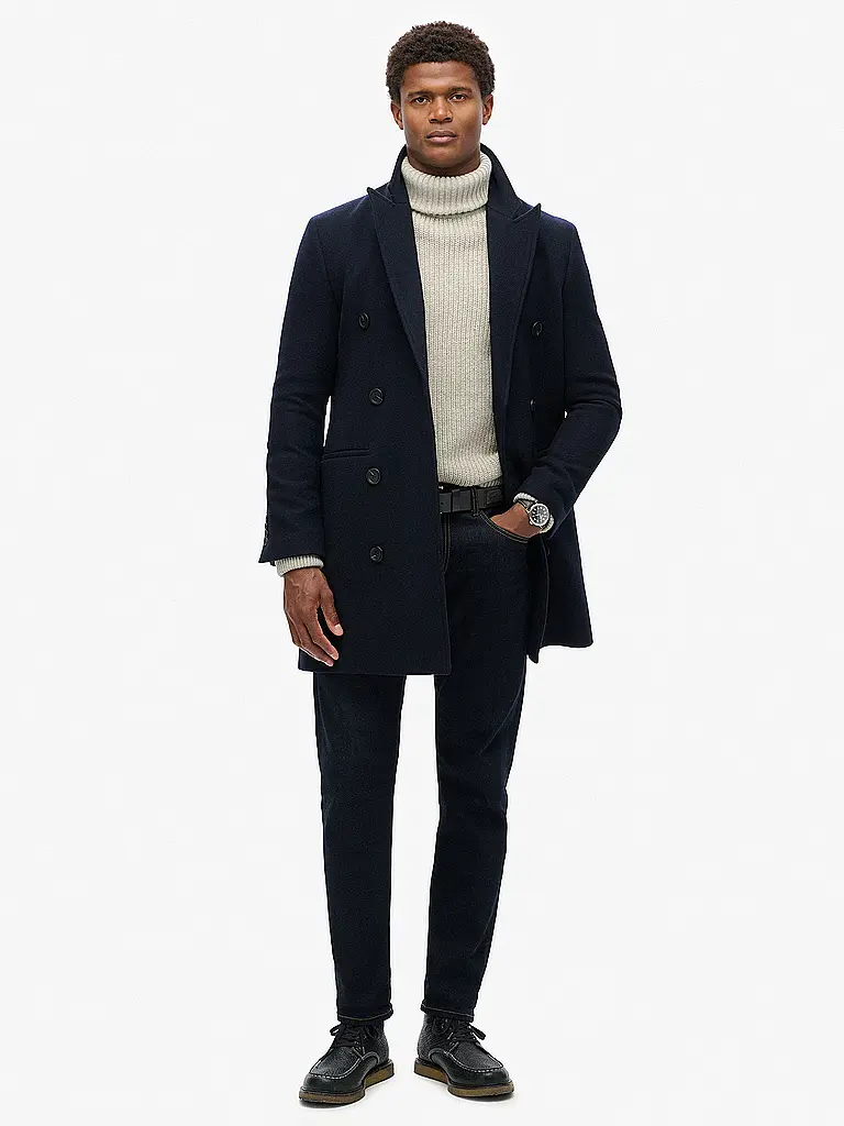 SUPERDRY | Manteau en laine | Bleu foncé
