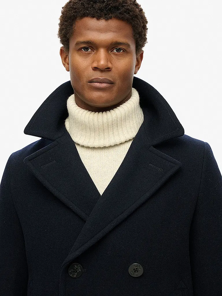 SUPERDRY | Manteau en laine | Bleu foncé