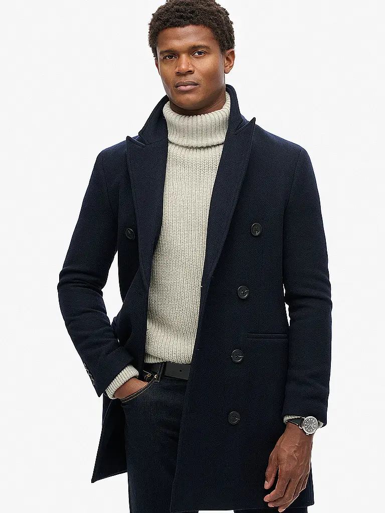 SUPERDRY | Manteau en laine | Bleu foncé