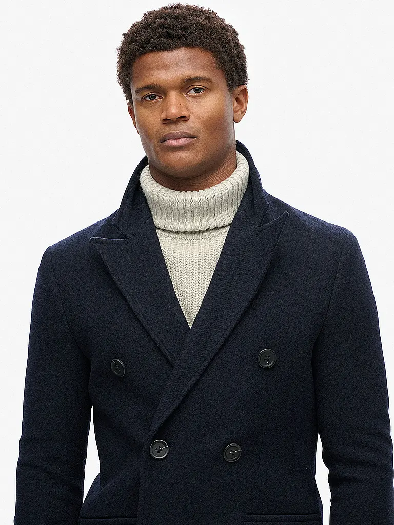 SUPERDRY | Manteau en laine | Bleu foncé