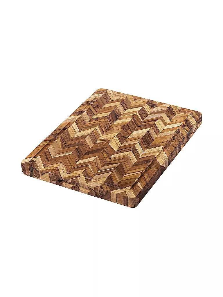 TEAKHAUS | Planche à découper à chevrons extra épaisse 41x30,5cm en teck | braun