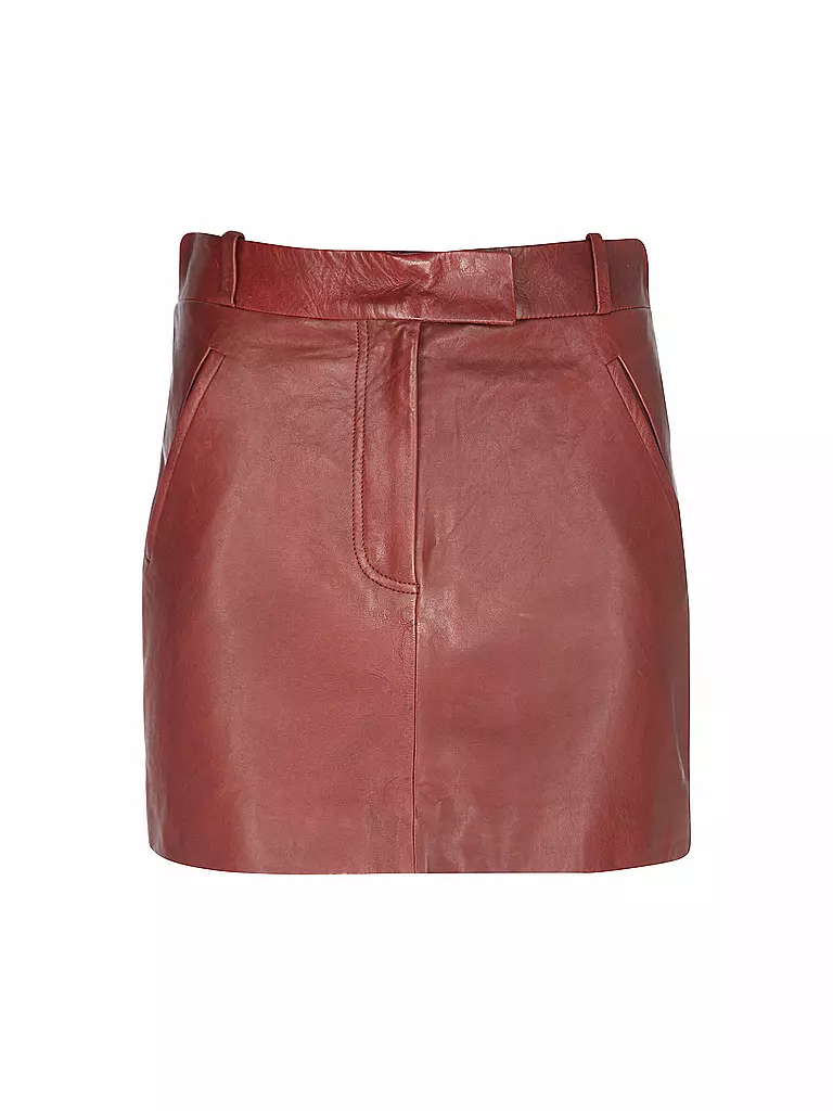 TELA | Mini-jupe en cuir | dunkelrot