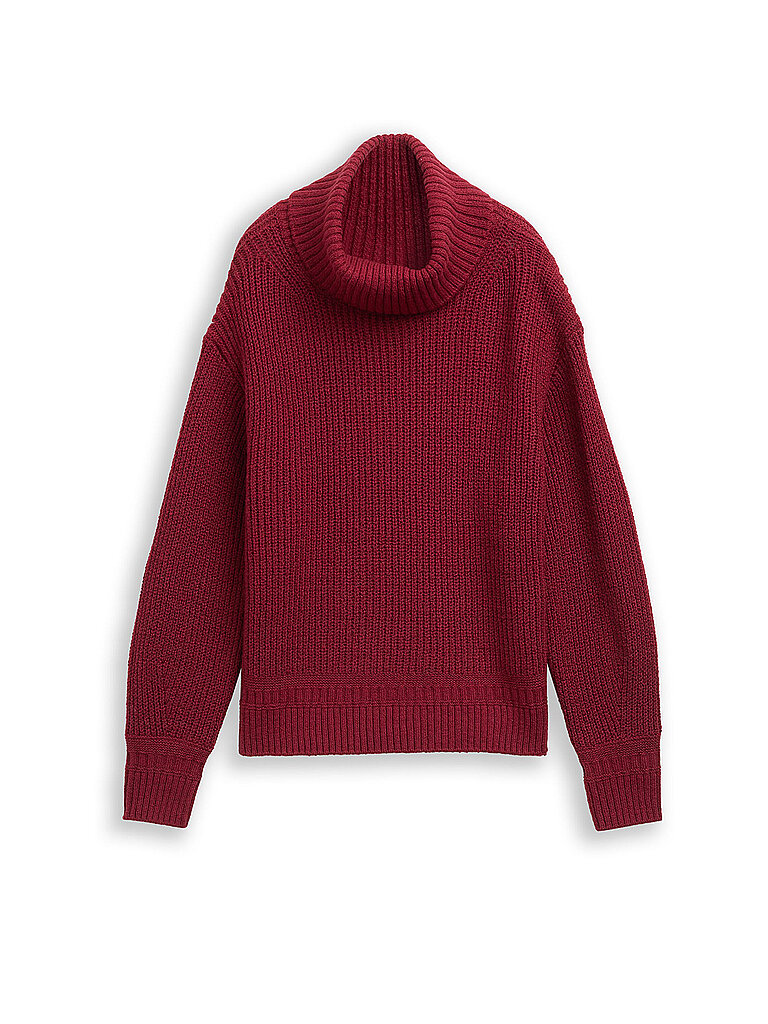 TOM TAILOR Rollkragenpullover rouge foncé | XS
