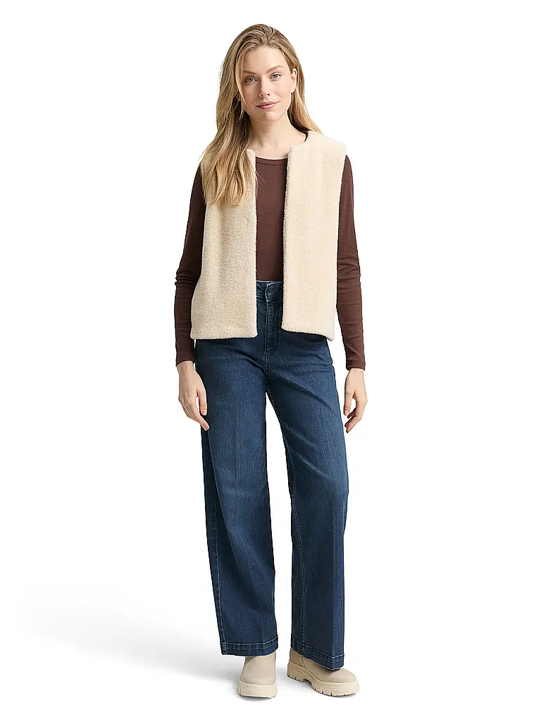 TOM TAILOR | Gilet aspect fourrure | Beige
