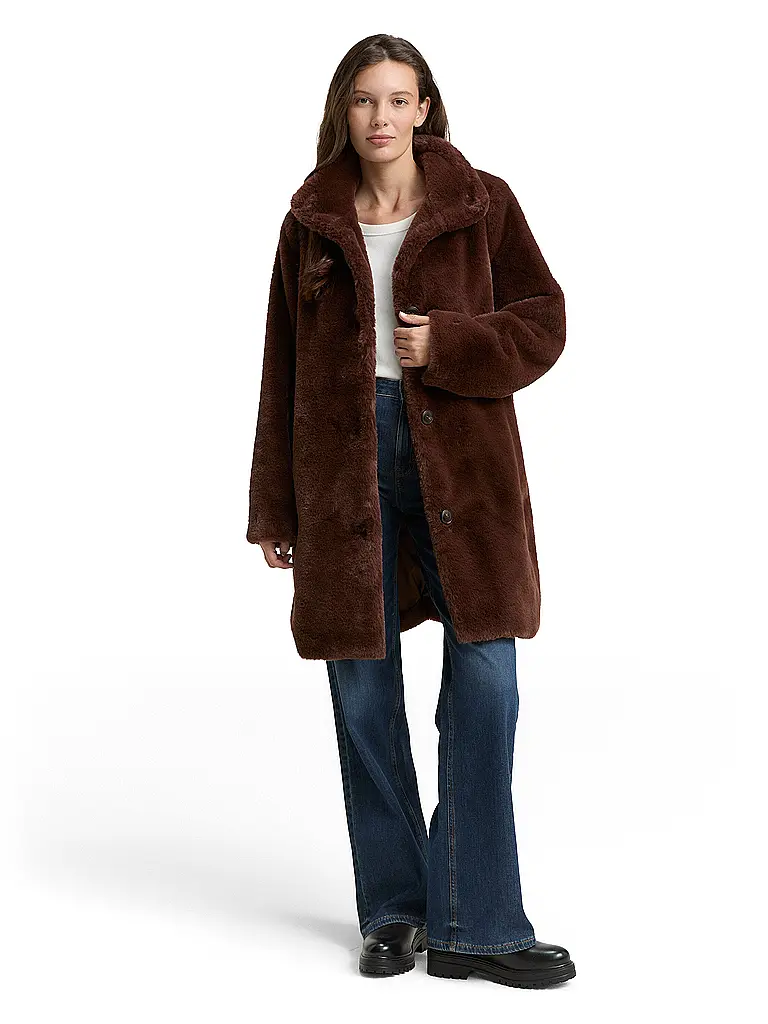 TOM TAILOR | Manteau en fausse fourrure | Marron