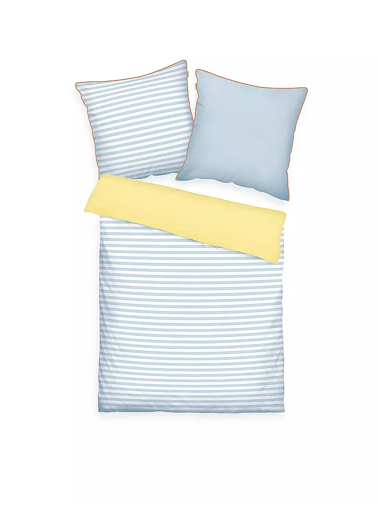 TOM TAILOR | Perkal Bettwäsche Streifen 70x90cm  / 140x200cm Light Lemon/Sky Blue  | Jaune