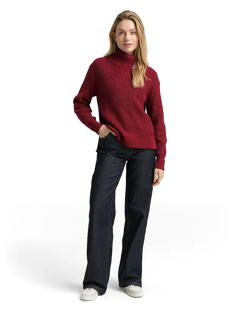 TOM TAILOR | Rollkragenpullover | Rouge foncé
