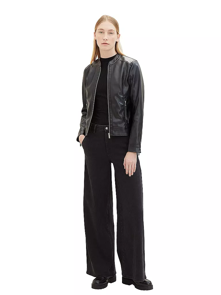 TOM TAILOR | Veste aspect cuir | Noir