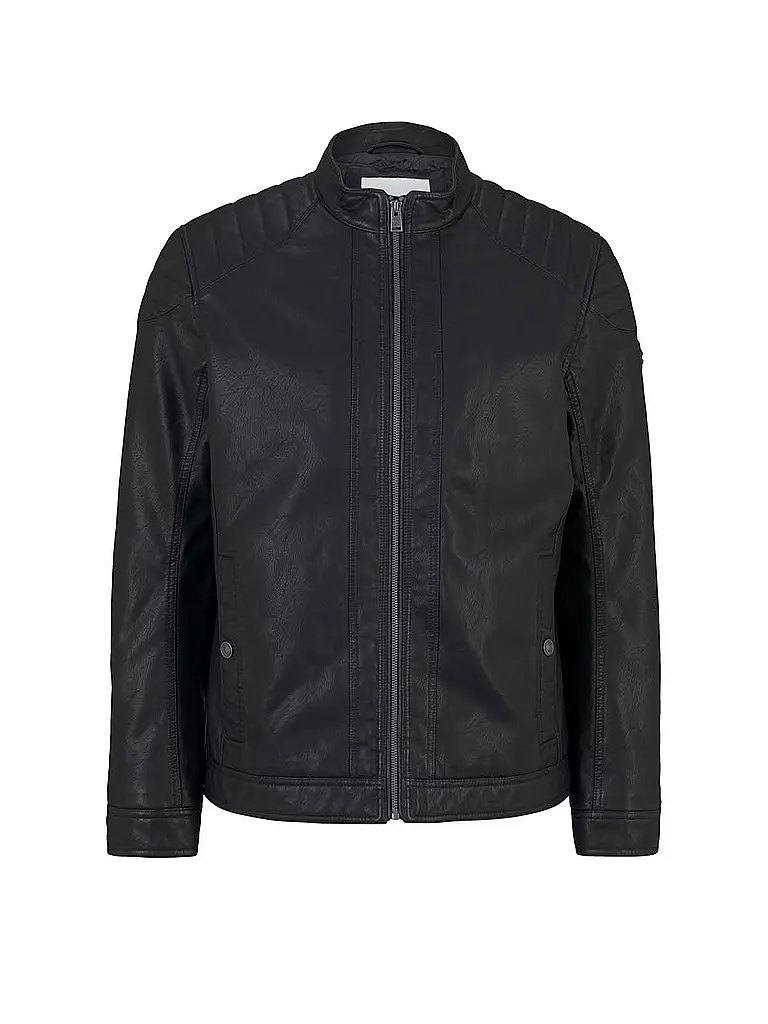 TOM TAILOR | Veste en cuir | schwarz