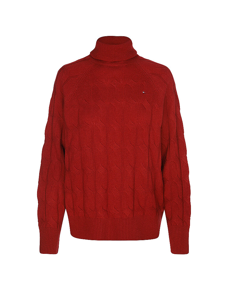 Pull à col roulé rouge L