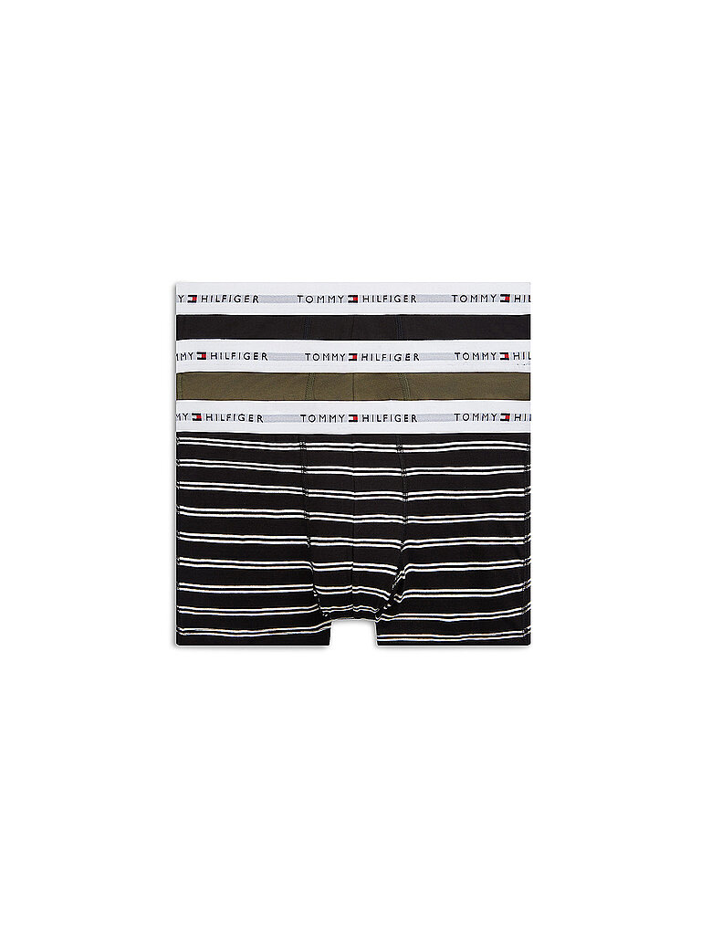 Lot de 3 pantalons noir / vert armée / rayure décorative bleu S