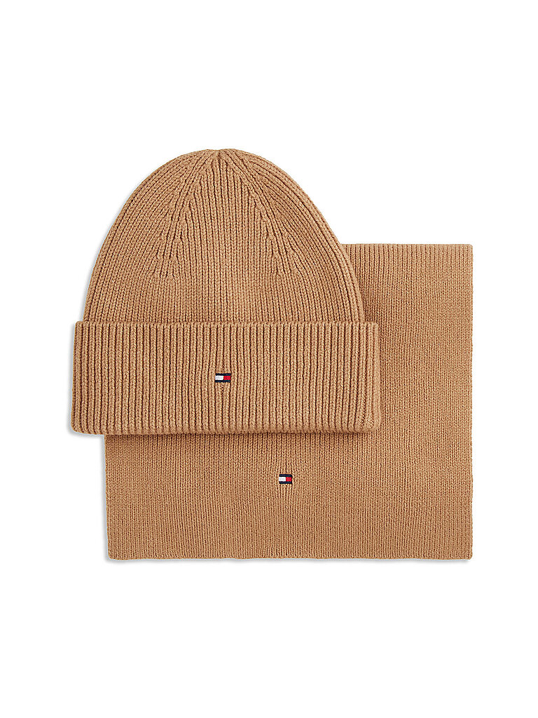 TOMMY HILFIGER Ensemble 2 pièces bonnet et écharpe camel