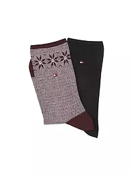 TOMMY HILFIGER | Chaussettes lot de 2 marine | Rouge foncé