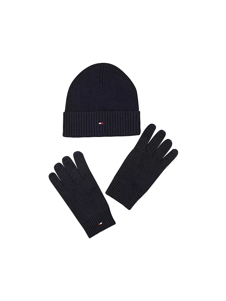 TOMMY HILFIGER | Coffret cadeau 2 pièces bonnet et gants | Bleu