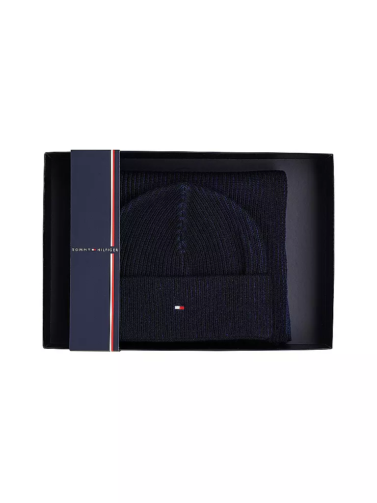 TOMMY HILFIGER | Coffret cadeau bonnet et écharpe | Bleu