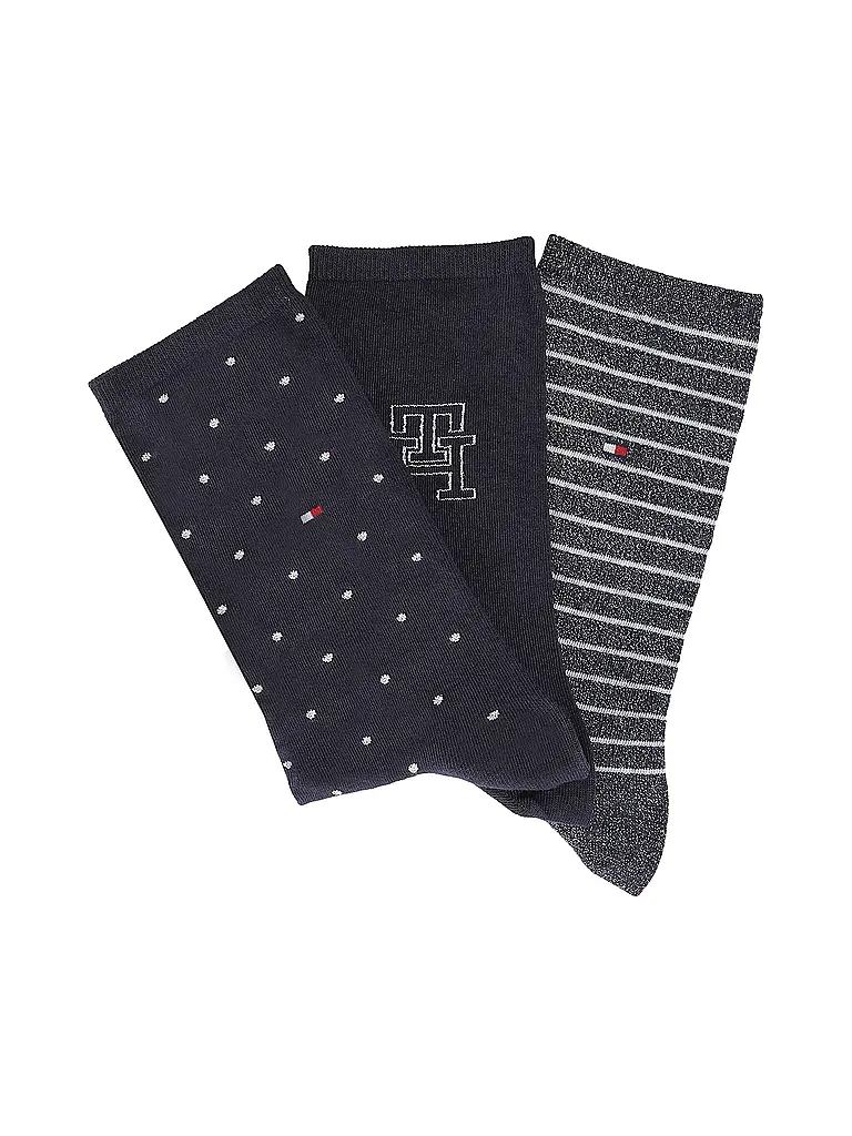 TOMMY HILFIGER | Coffret cadeau de 3 paires de chaussettes bleu marine | Bleu foncé