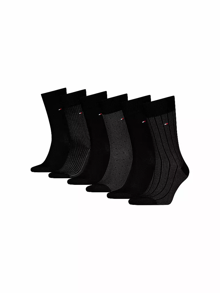 TOMMY HILFIGER | Coffret cadeau de 6 paires de chaussettes noir | 