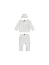 TOMMY HILFIGER | Ensemble bébé 3 pièces : cardigan, bonnet et pantalon en tricot | Crème