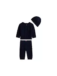 TOMMY HILFIGER | Ensemble bébé 3 pièces pull, pantalon et bonnet | Bleu foncé