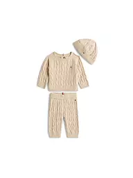 TOMMY HILFIGER | Ensemble bébé 3 pièces pull, pantalon et bonnet | Beige