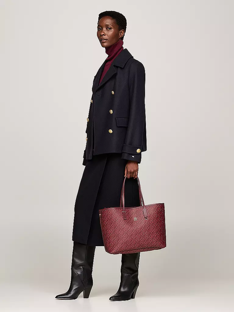 TOMMY HILFIGER | Ledertasche - Shopper TH MONOPLAY LEATHER TOTE | Rouge