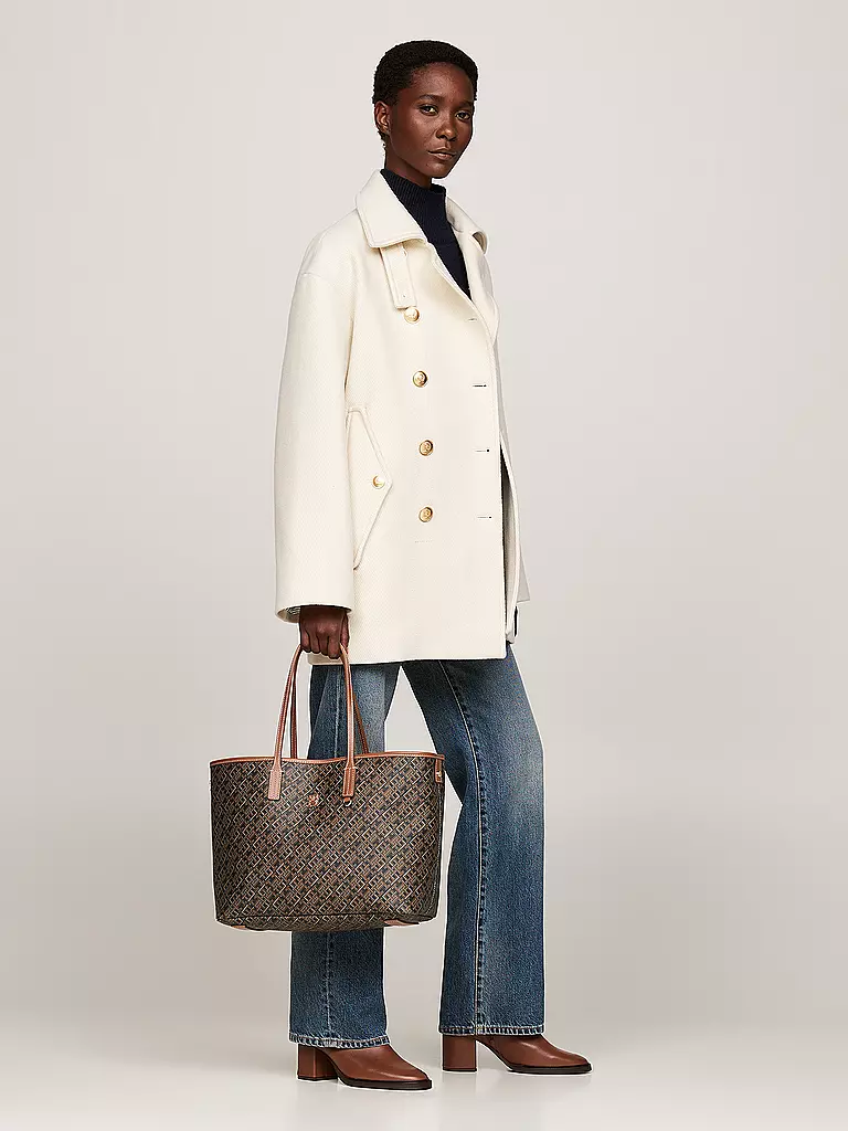 TOMMY HILFIGER | Ledertasche - Shopper TH MONOPLAY LEATHER TOTE | Marron