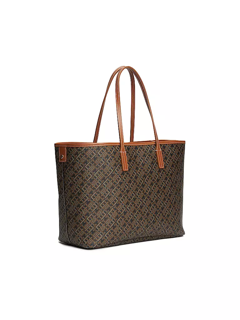 TOMMY HILFIGER | Ledertasche - Shopper TH MONOPLAY LEATHER TOTE | Marron