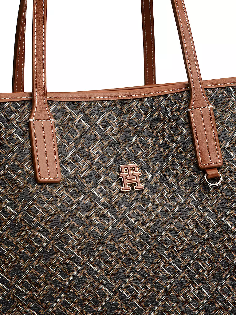 TOMMY HILFIGER | Ledertasche - Shopper TH MONOPLAY LEATHER TOTE | Marron