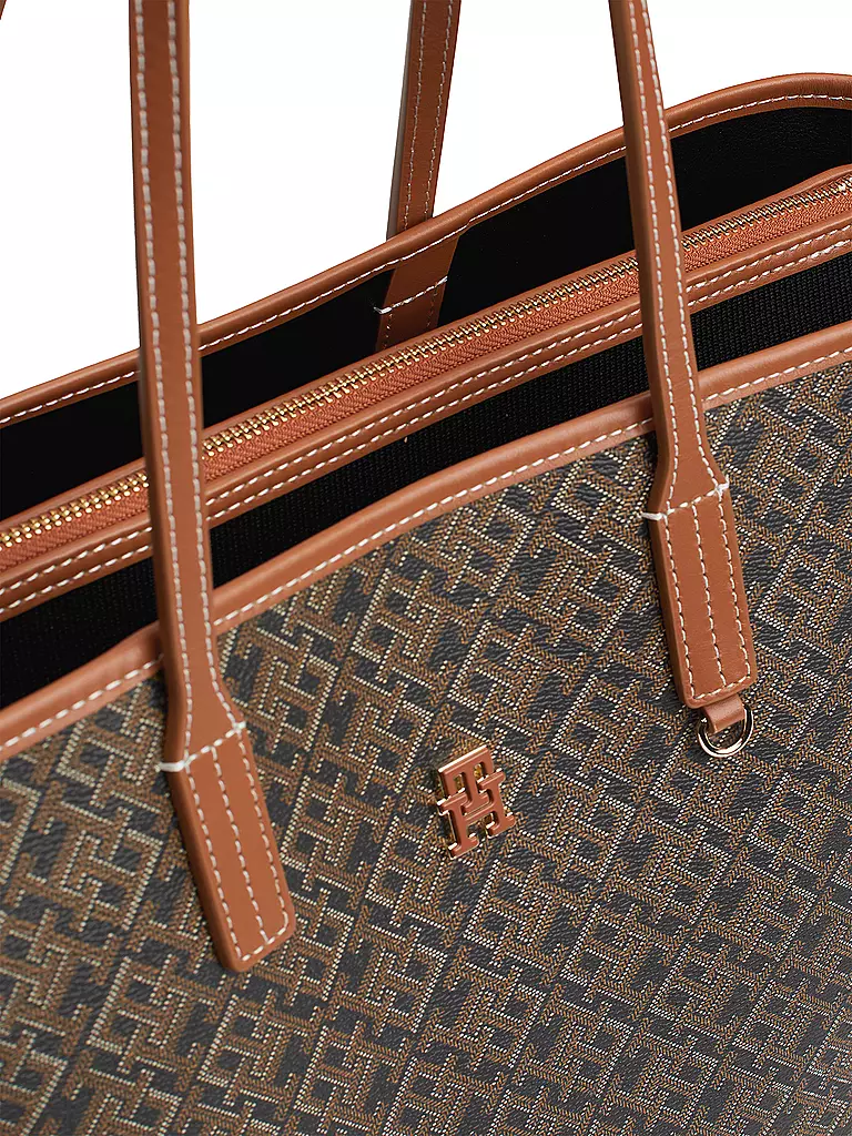 TOMMY HILFIGER | Ledertasche - Shopper TH MONOPLAY LEATHER TOTE | Marron