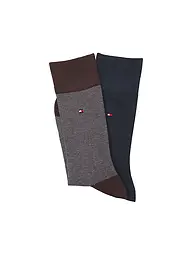 TOMMY HILFIGER | Chaussettes lot de 2 bleu marine foncé | Marron