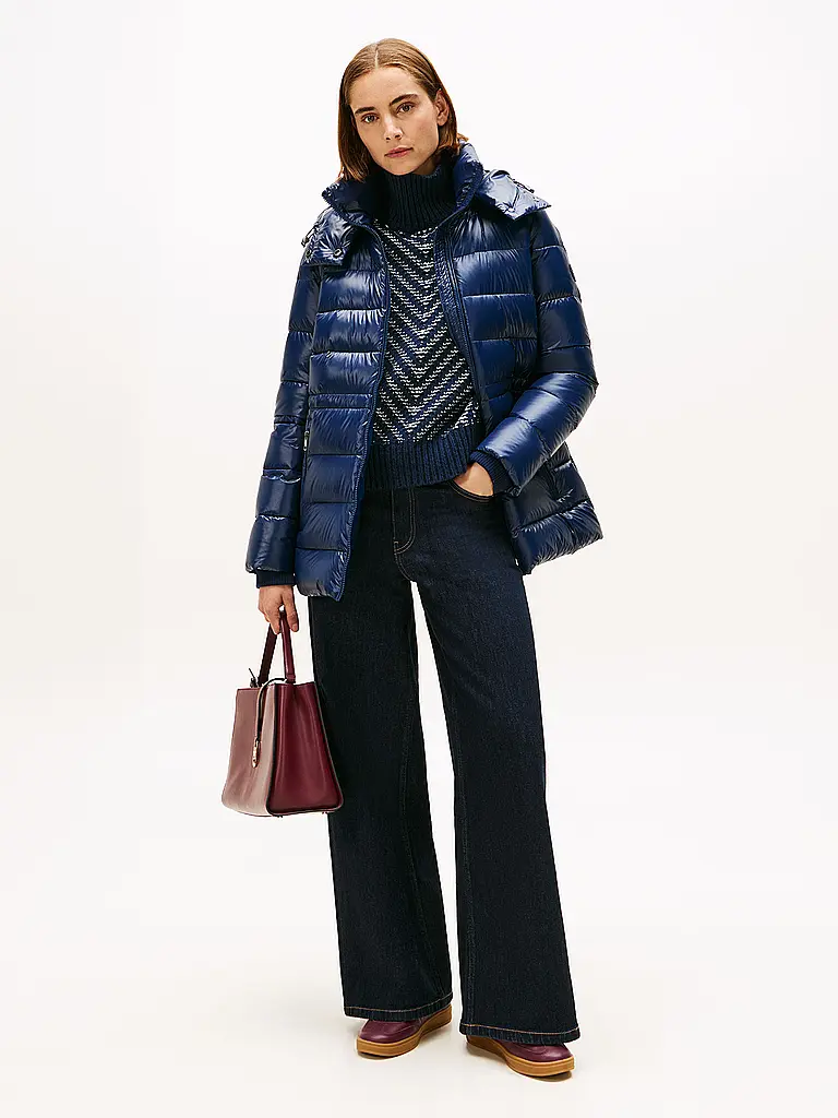 TOMMY HILFIGER | Manteau matelassé en duvet | Bleu foncé