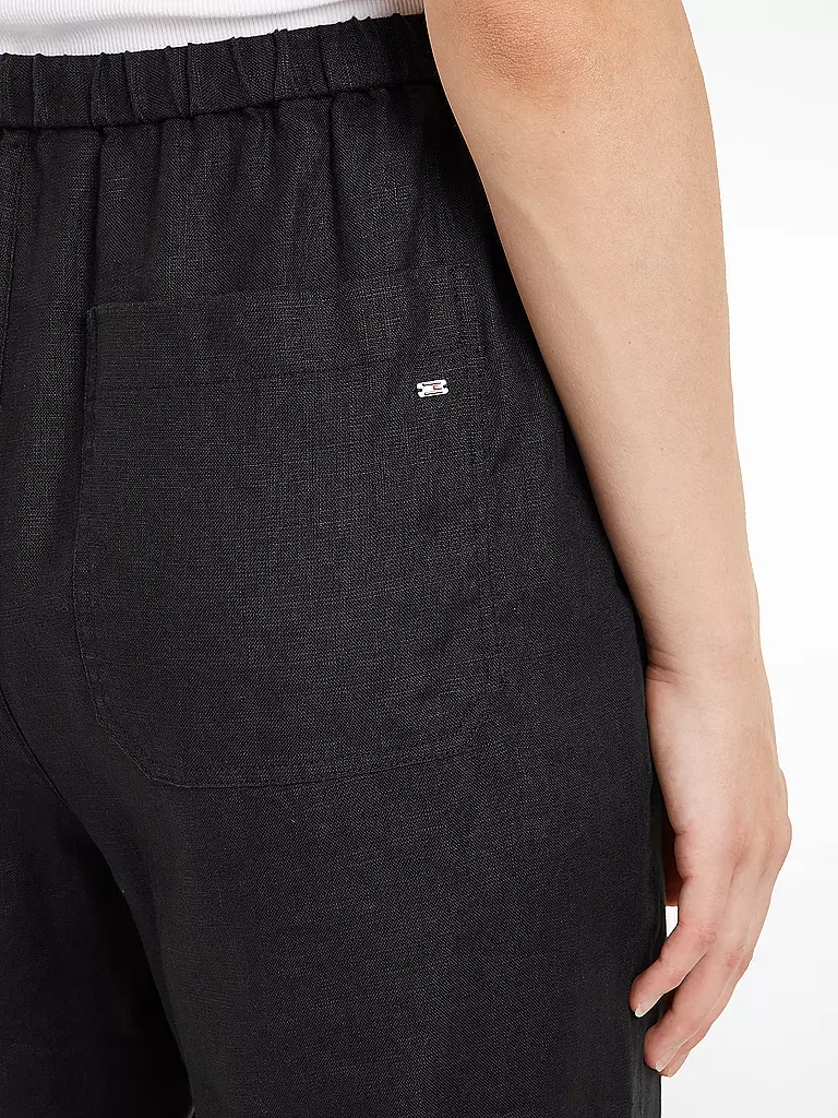 TOMMY HILFIGER | Pantalon en lin coupe jogging | schwarz
