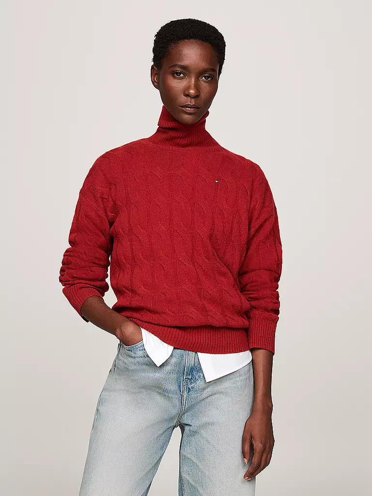 TOMMY HILFIGER | Rollkragenpullover  | Rouge
