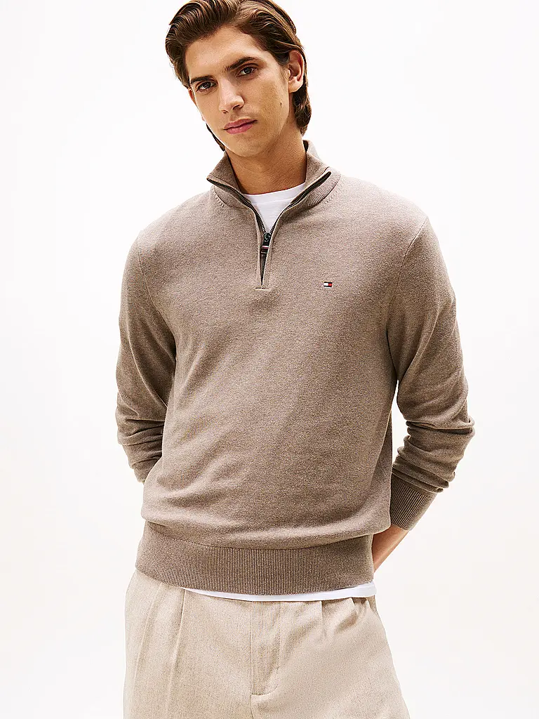 TOMMY HILFIGER | Troyer Pullover  | Marron