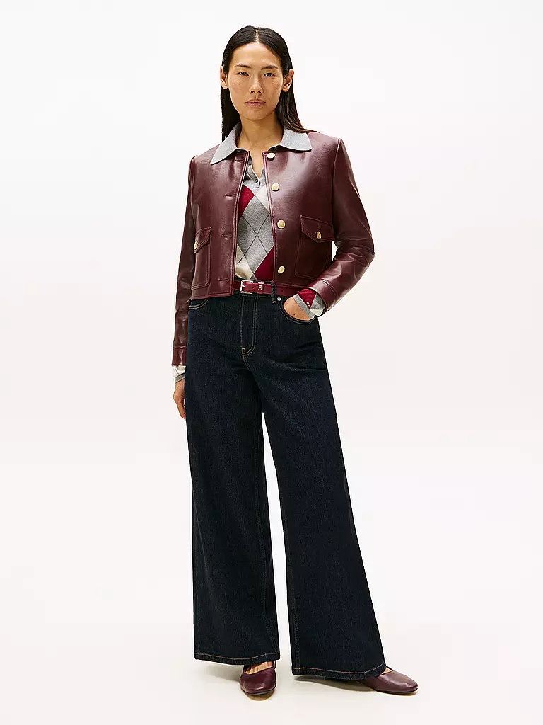 TOMMY HILFIGER | Veste en cuir | Rouge foncé
