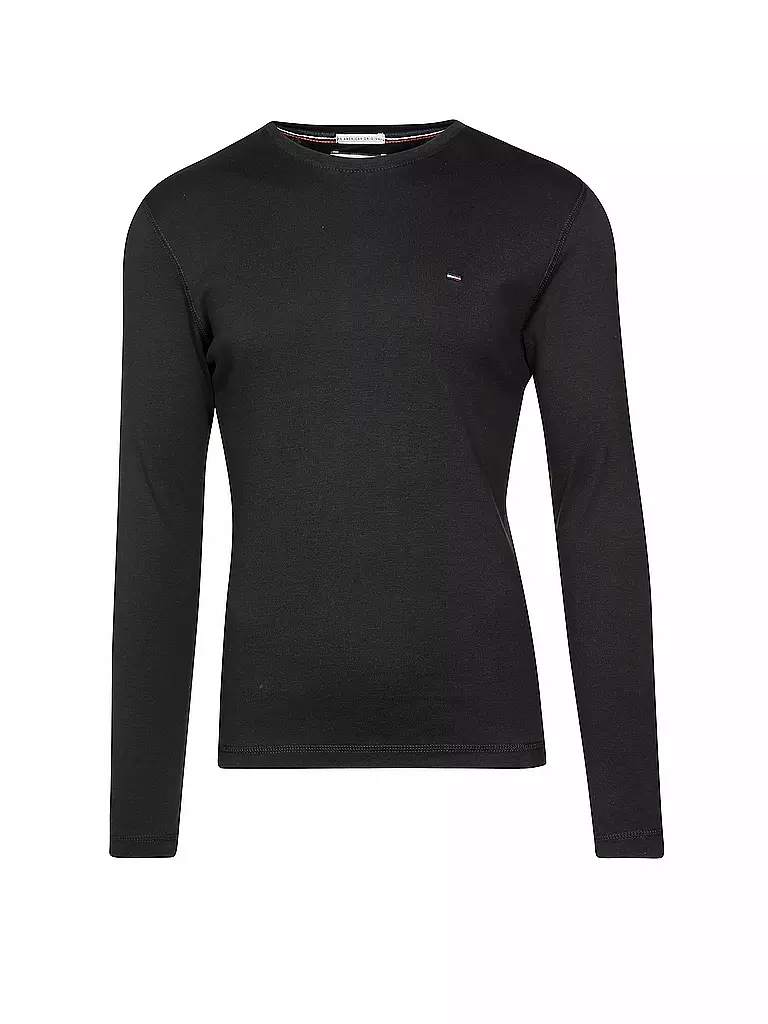 TOMMY JEANS | T-shirt à manches longues coupe slim | schwarz