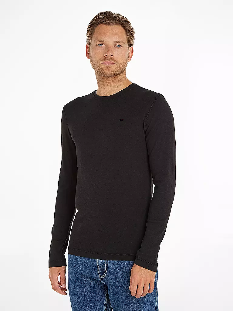 TOMMY JEANS | T-shirt à manches longues coupe slim | schwarz
