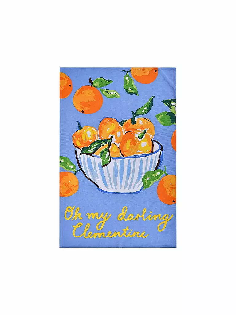 ULSTER WEAVERS | Torchon 45x75cm Summer Fruits Clementine | hellblau