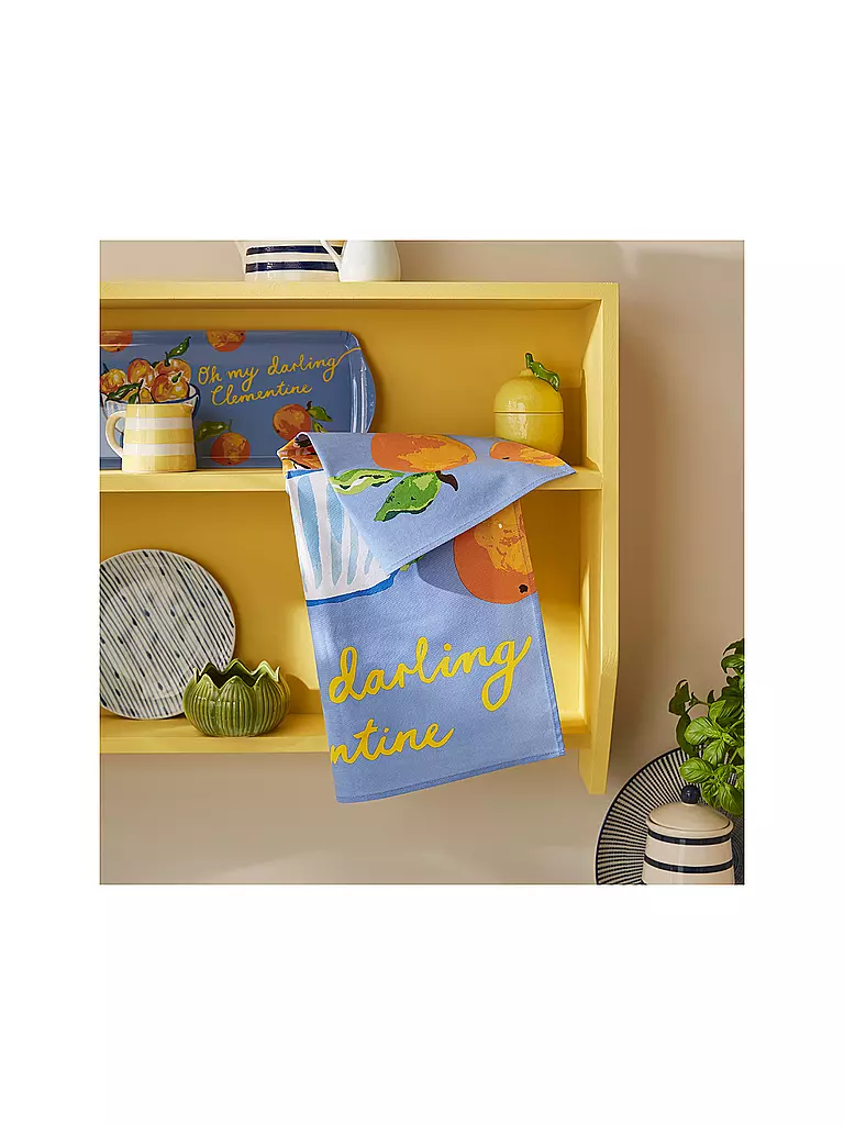 ULSTER WEAVERS | Torchon 45x75cm Summer Fruits Clementine | hellblau