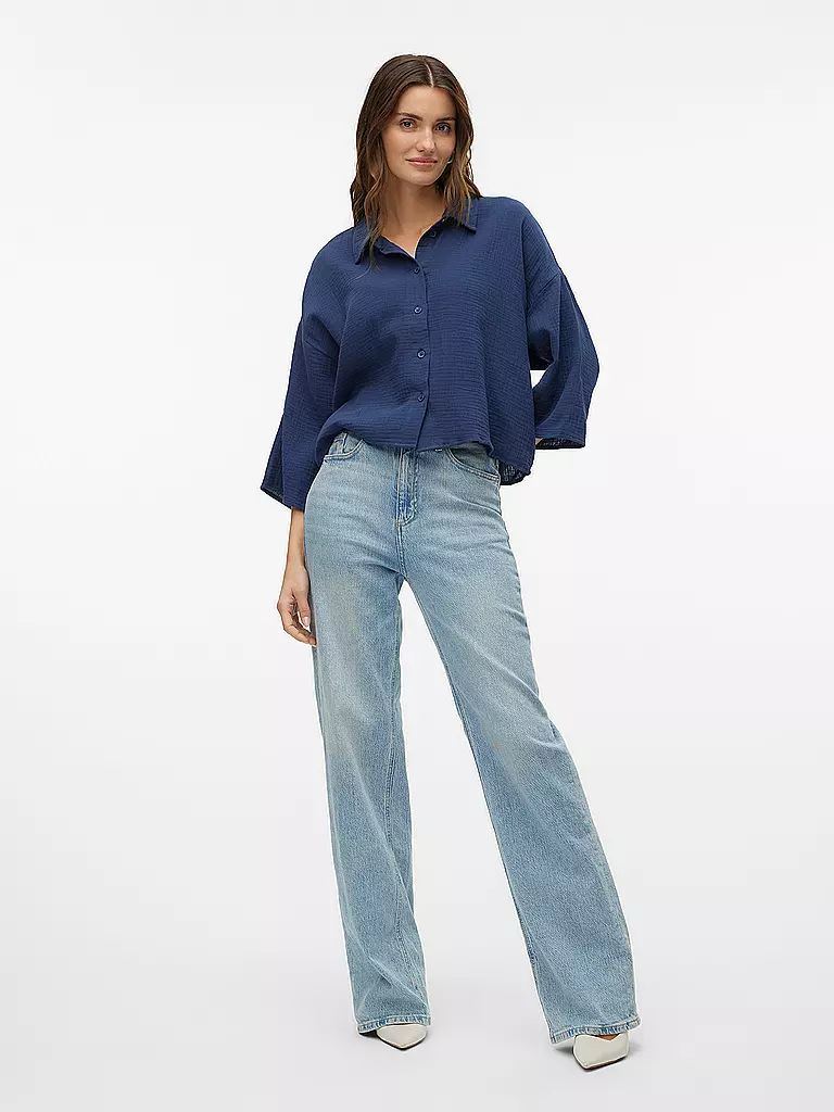 VERO MODA | Blusenshirt VMNATALI CROP | Bleu foncé