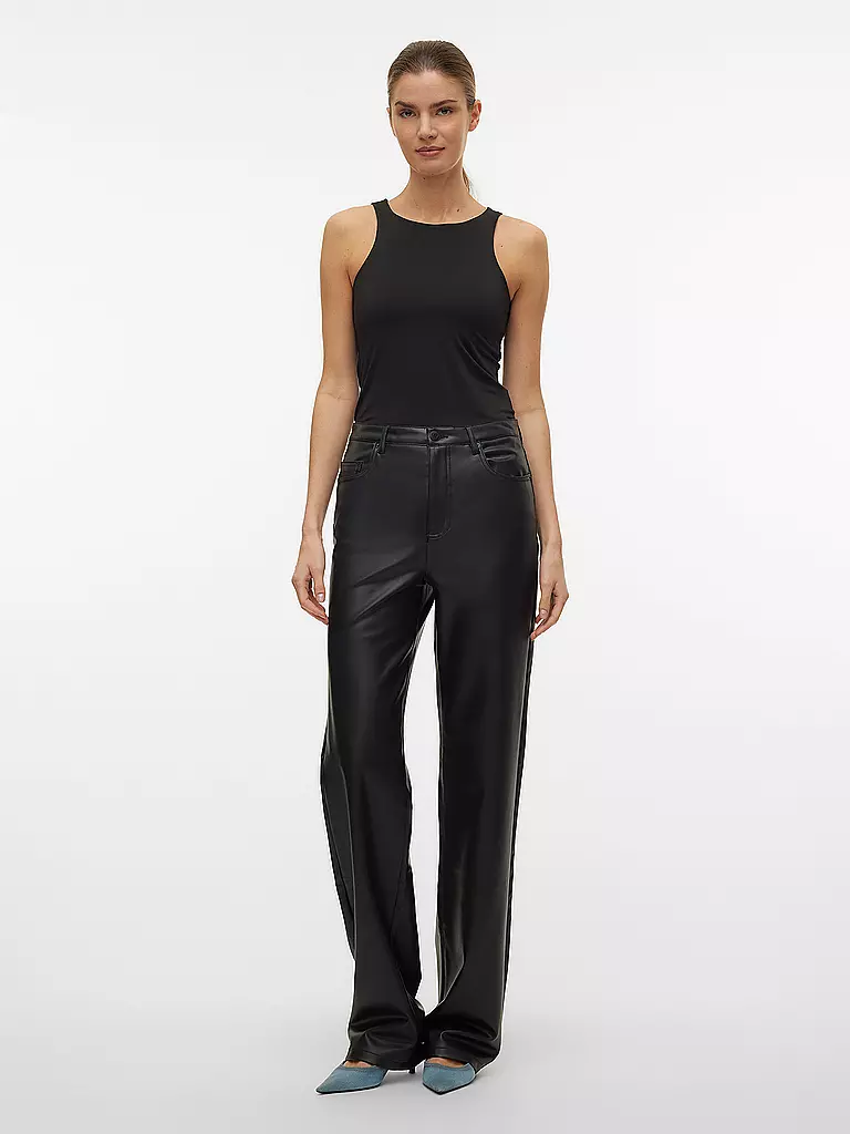VERO MODA | Pantalon aspect cuir VMTESSA | Noir