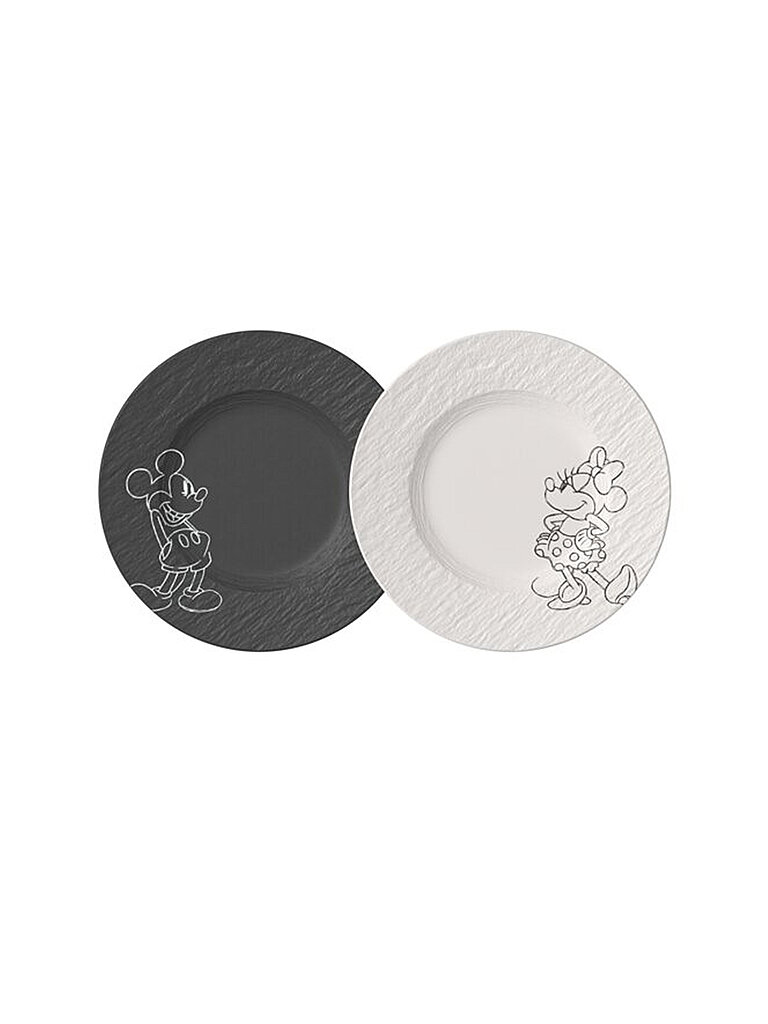 Set de 2 assiettes à dessert/petit-déjeuner 21,7cm MANUFACTURE -MICKEY MOUSE Noir/Blanc noir
